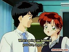 Caught hentai girls nasty miles drilled by red tentacles