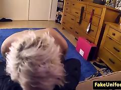 Tattooed British MILF rims officer in pov bj