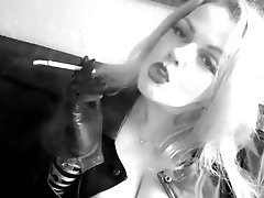 rough 18old blonde slut freash cum tease in leather