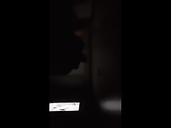 hot black stud feeds me his big cock through abs glory hole