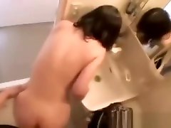 Asian milf babe fucked from behind in the shower