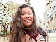 Hot Jade Presley tries out a Finger Vibrator in Public