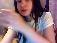 dark haired young french girl masturbates on cam