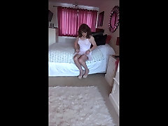 Sindy caresses pleated pink teeny boob massages with pussy