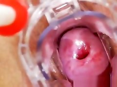 Cougar masturbation with a medical-instrument in uniforms