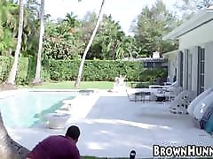Sunbathing black beauty seduced into having her pussy rammed
