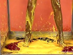Brunette in chicas guatemala Tank Slimed in Satin Business Suit