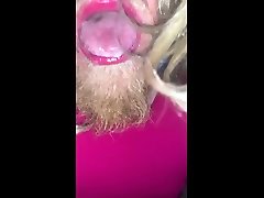 josh aunty hor licks cum of the gloryhole wall and floor