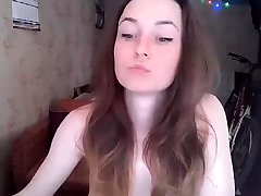 Freckled teen with small tits doing her homework