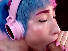 Cute Girl Jerks And Deepthroats Big Oily Cock