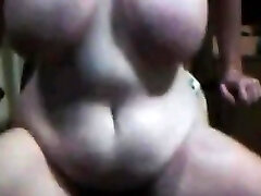 Long tits BBW bounces on dildo for cam