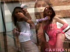 Carina 18 and her Lesbian Friend teasing outdoors