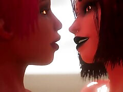2 Demonic Girls Fuck Each other - 3D Animation