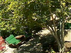 Pretty well shaped black beauty gets her pussy licked and screwed in the back yard