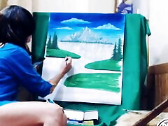 Enjoying Her Work