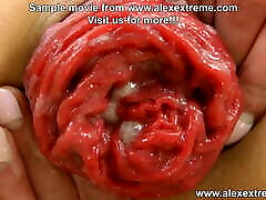 Hotkinkyjo fuck her ass with big red anal terrorist dildo & prolapse at the kitchen bar