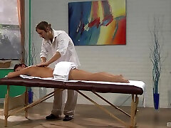 Mischa Brooks gets fucked on the table by her horny masseur during massage