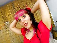 Emo babe loves playing games sucking cocks and getting jizz