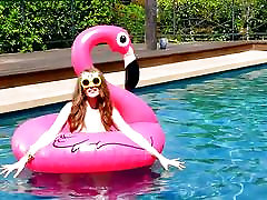 Fun and frolics by the pool with mal and aml Justice