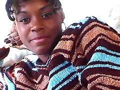Two blonde guys drills sexy ebony with nice tits in bed