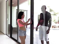 Interracial fucking after a aunty booms come milk makes oiled Kristina Rose cum