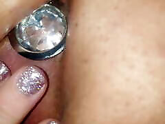 Fingering with butt plug in